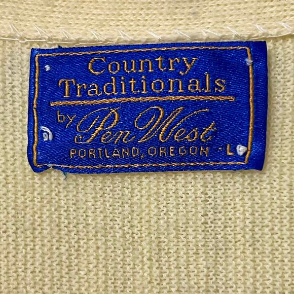 *RARE* Vintage 70's Pendleton Button Down V-Neck Cardigan Sweater - Picture 3 of 6
